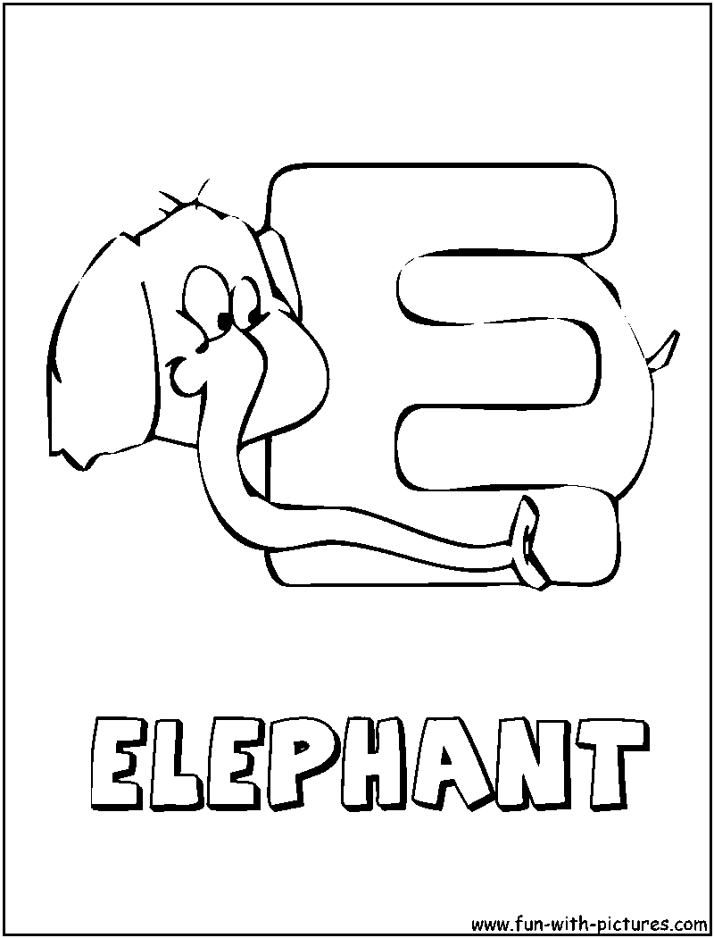 Animal Alphabets E Coloring Page 