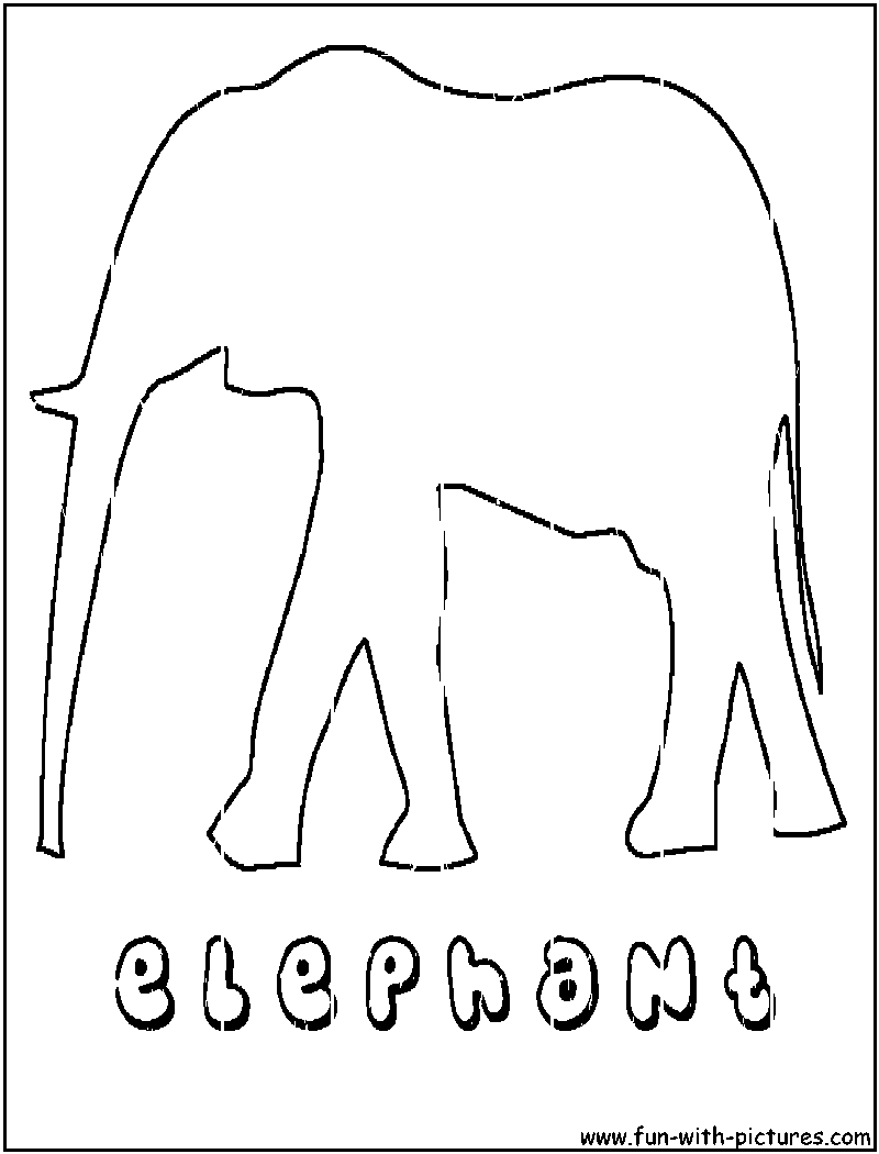 Asian Elephant Outline Coloring Page 