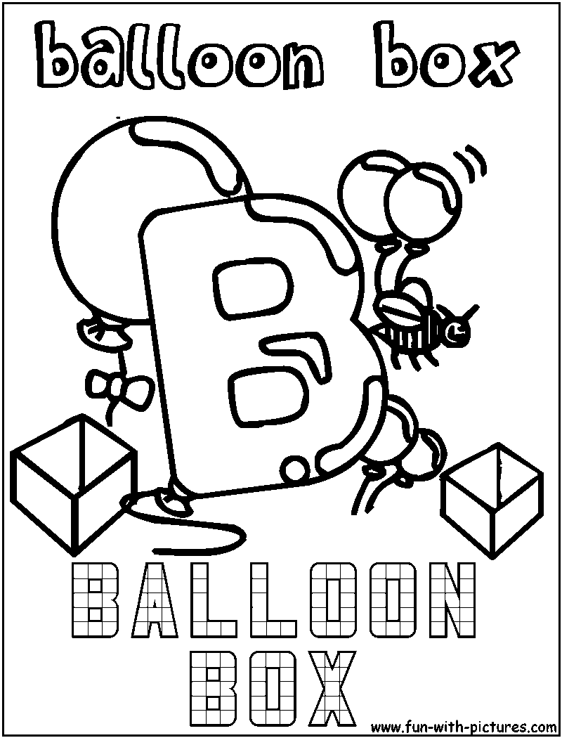 B Balloon Box Coloring Page 