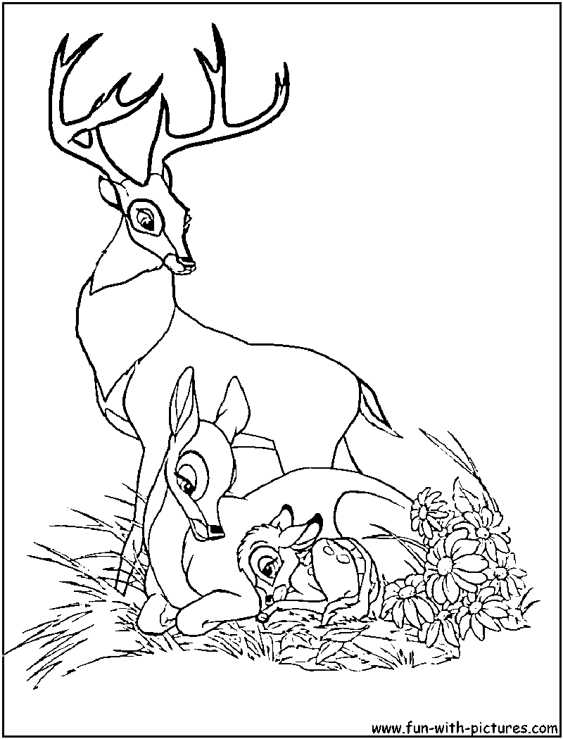bambi family coloring page