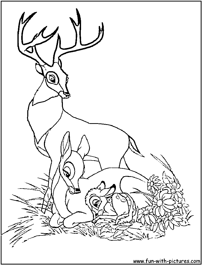 Bambi Family Coloring Page 