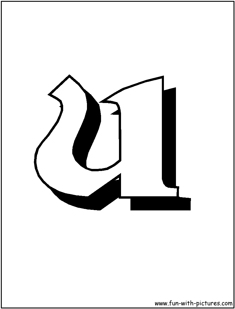 Blockletter U Coloring Page 