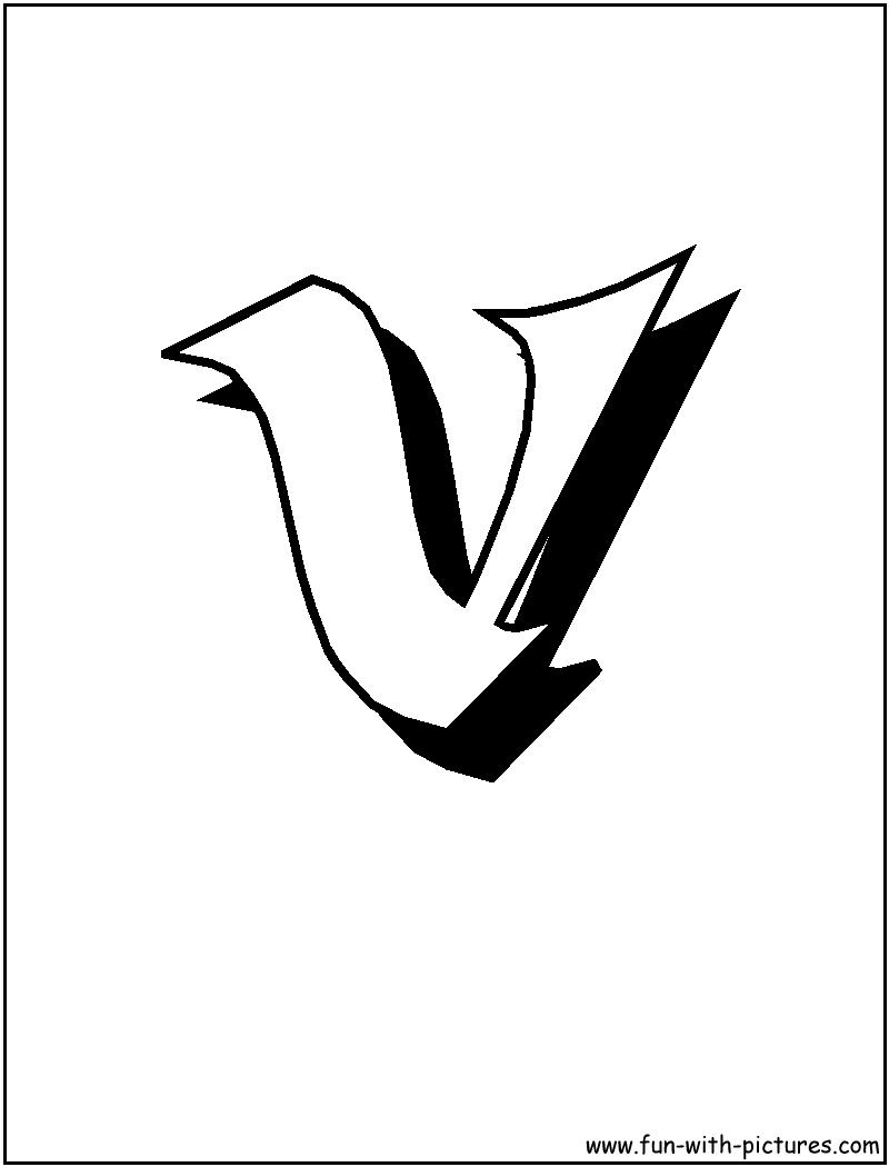 Blockletter V Coloring Page 