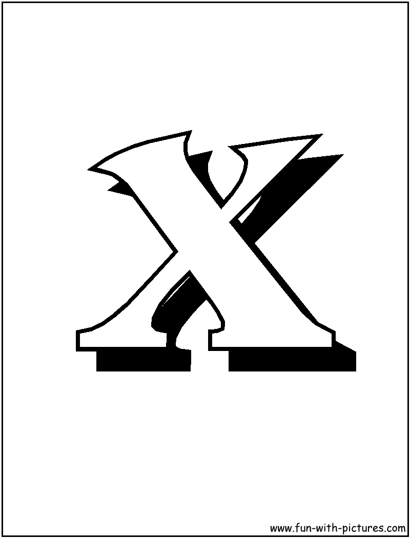 Blockletter X Coloring Page 