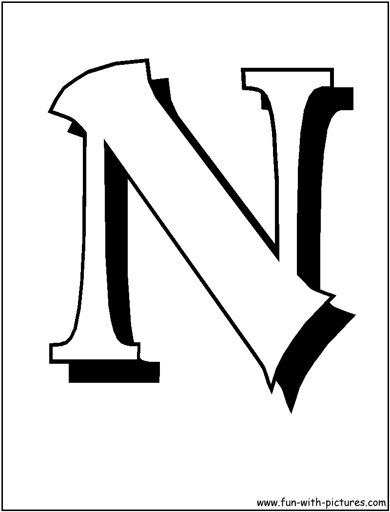 Blockletters N Coloring Page 