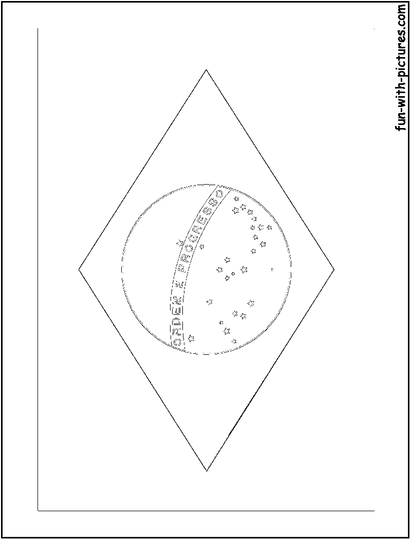 Brazil Flag  Coloring Page