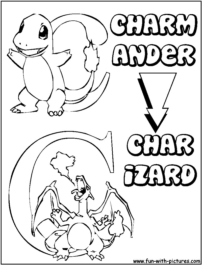 C Charmander Charizard Coloring Page 