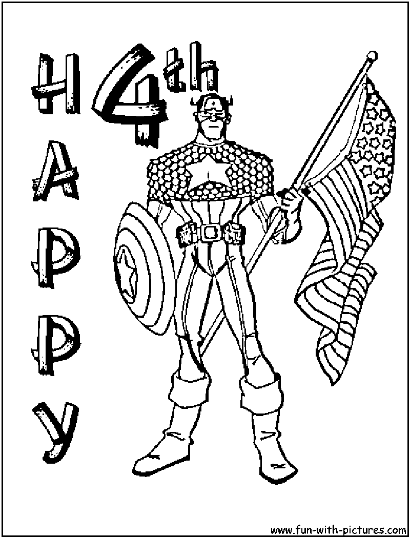Captain America July4th Coloring Page 