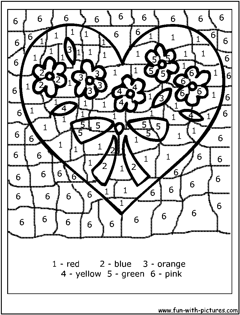 valentine coloring pages by numbers - photo #3