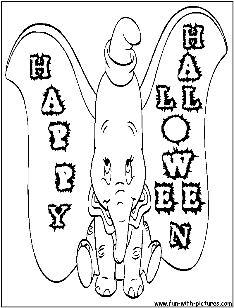 Dumbo Halloween Coloring Page 