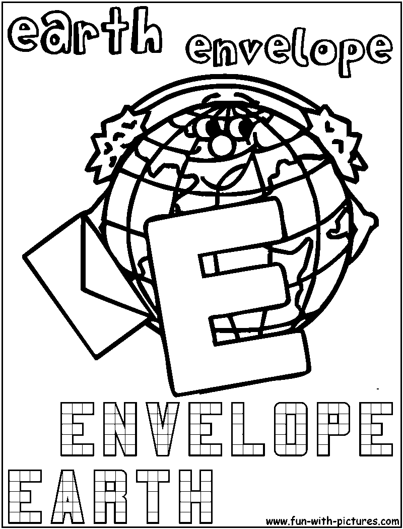 E Earth Envelope Coloring Page 