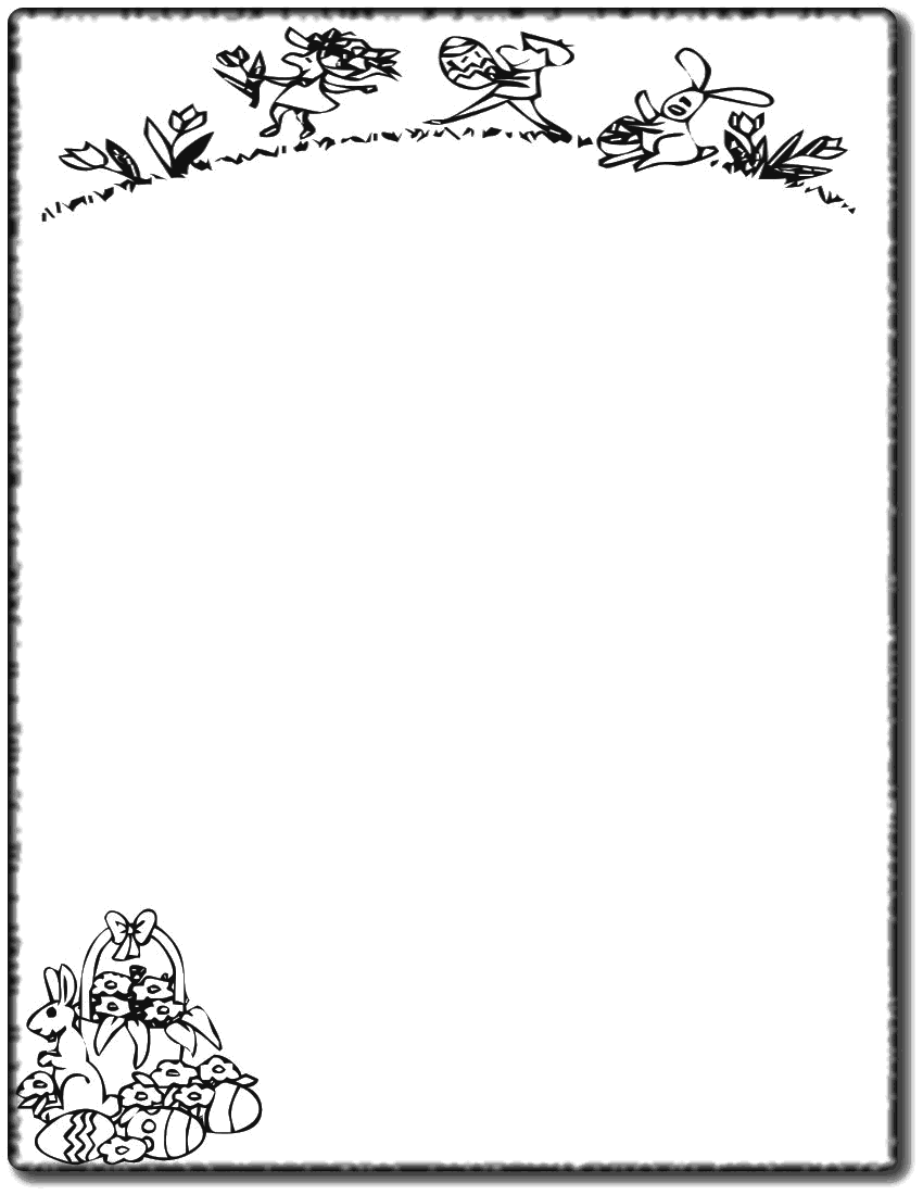 Easter Egghunt Border Coloring Page 