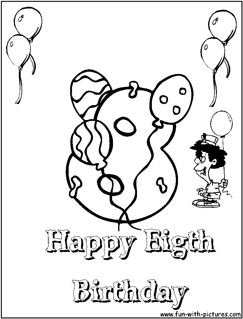 Eigth Birthday Coloring Page 
