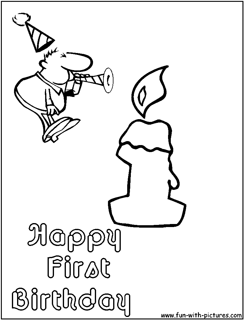 First Birthday Coloring Page 