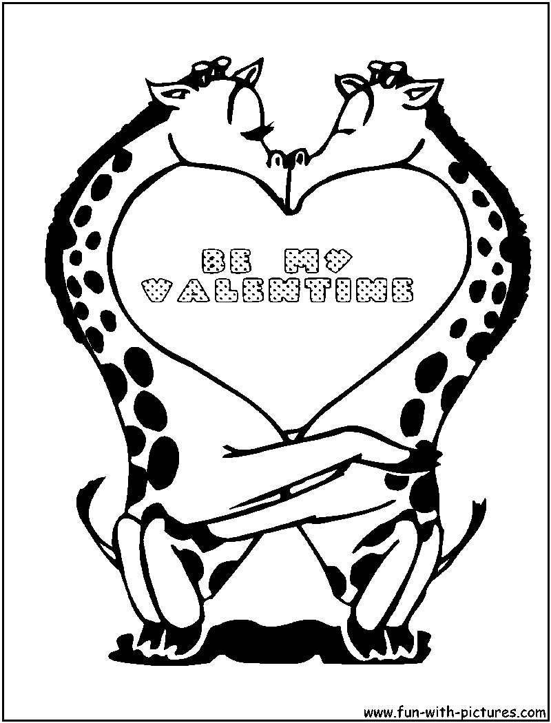 Giraffe Valentine Coloring Page