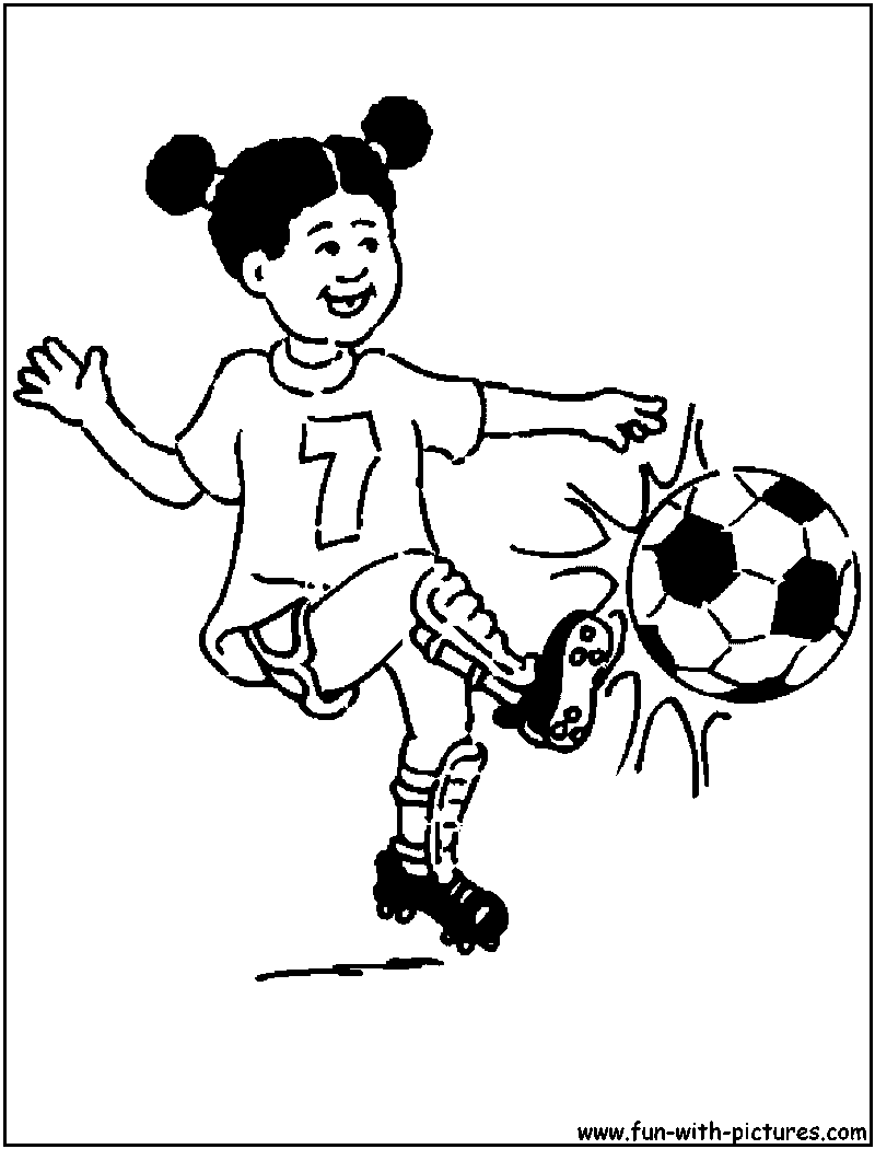 Girl Playing Soccer Coloring Page 