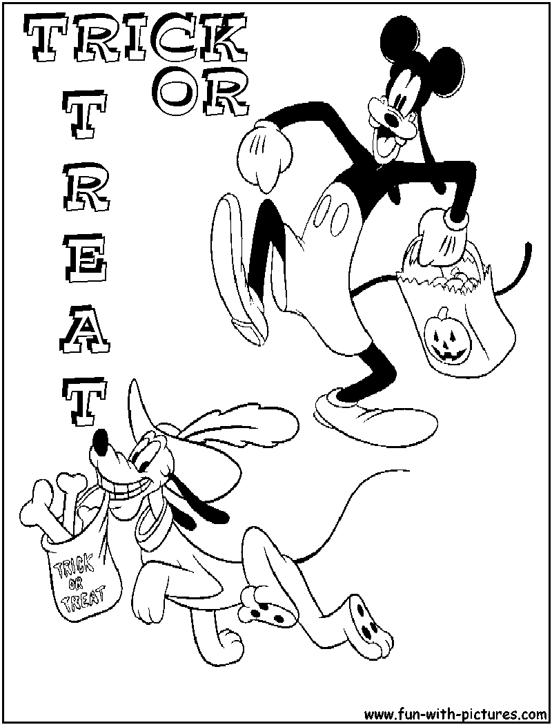 Goofy Pluto Trickortreat Coloring Page 