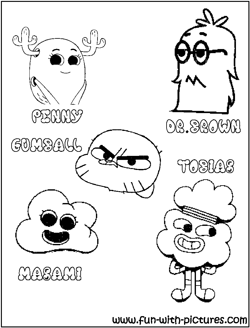 Gumball Characters Coloring Page 