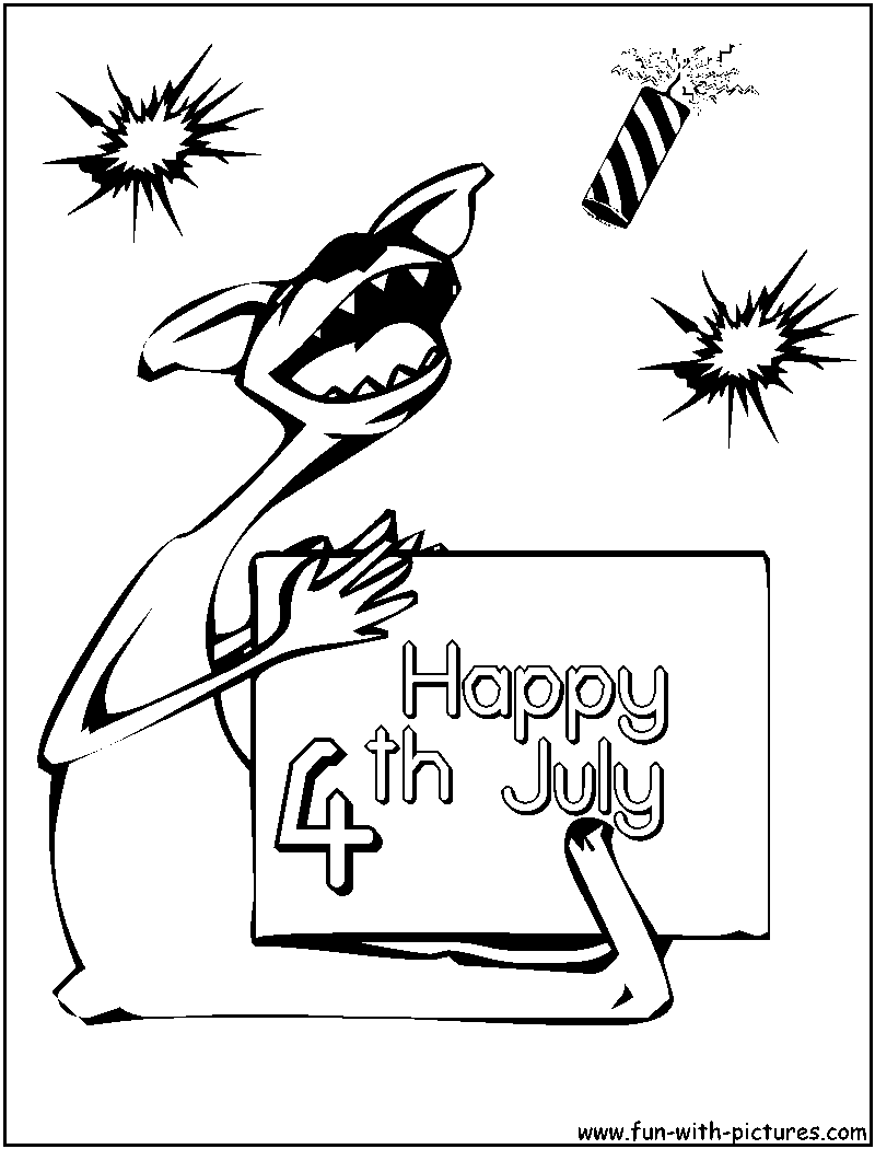 Happy 4th July Coloring Page 