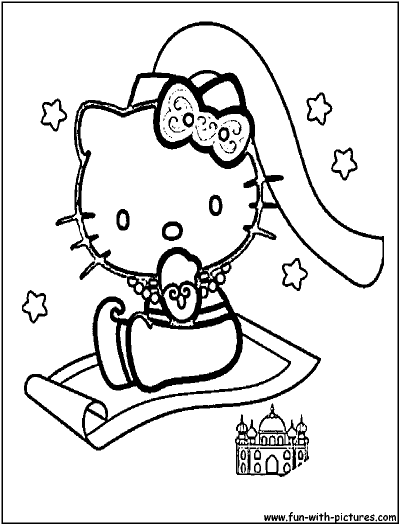 Hellokitty Magiccarpet Coloring Page 
