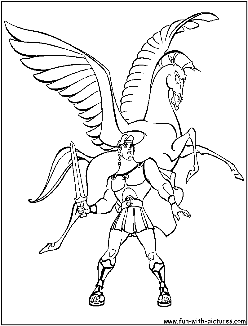 Hercules Pegasus Coloring Page 