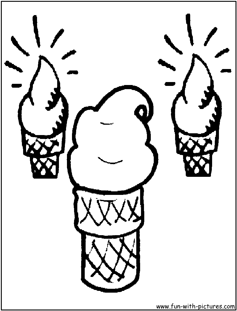 Icecream Cones Coloring Page 