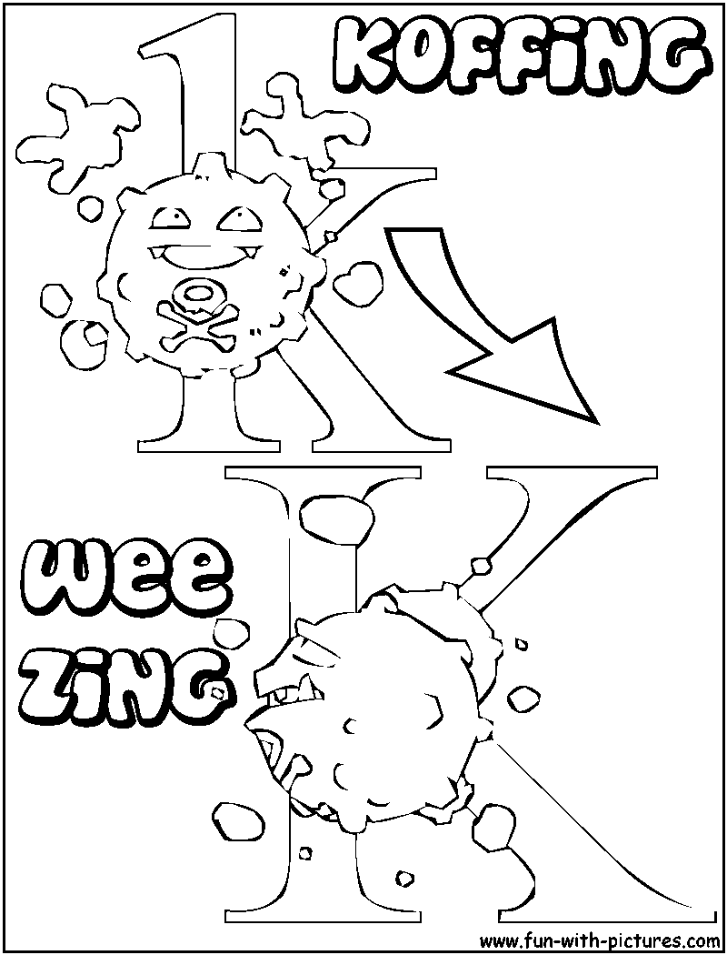 K Koffing Weezing Coloring Page 