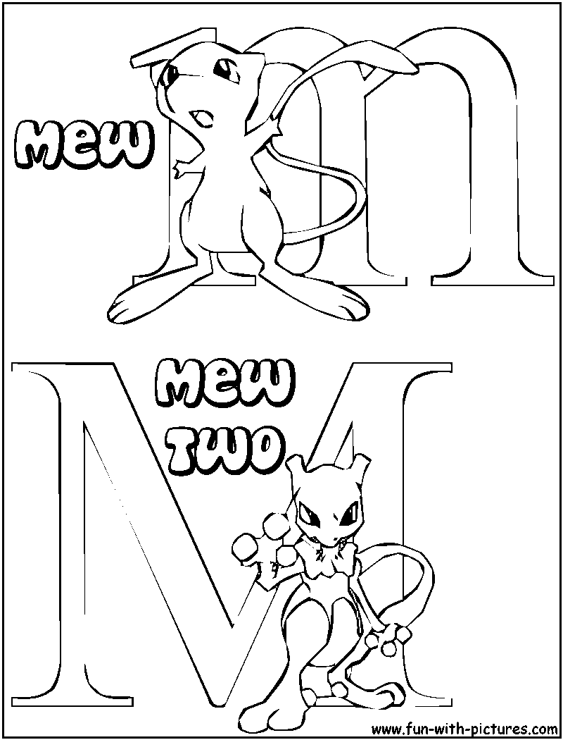 M Mew Mewtwo Coloring Page 