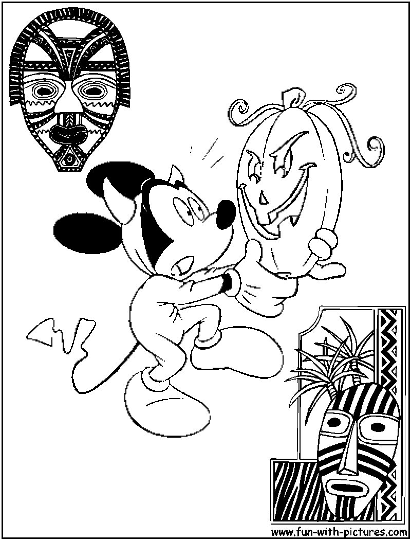 Mickeymouse Devilmask Coloring Page 