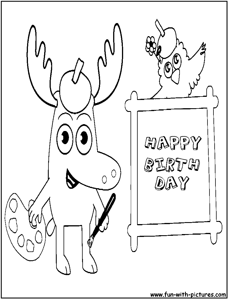 Moosezee Happybirthday Coloring Page 