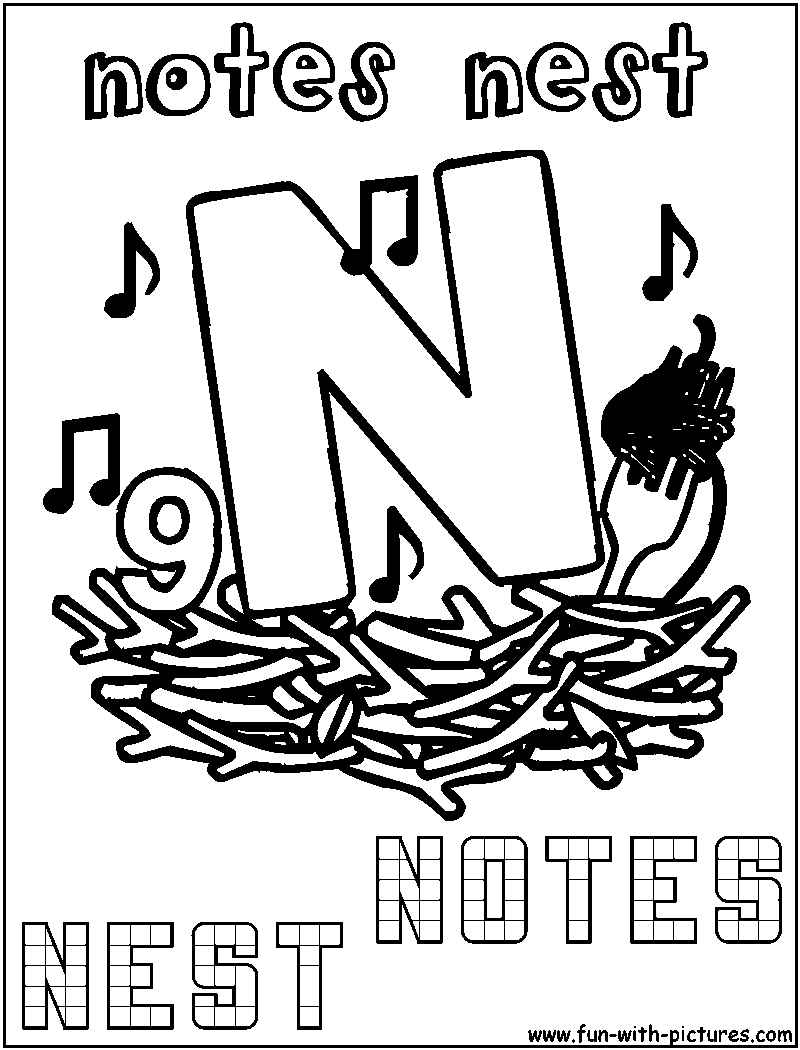 N Notes Nest Coloring Page 