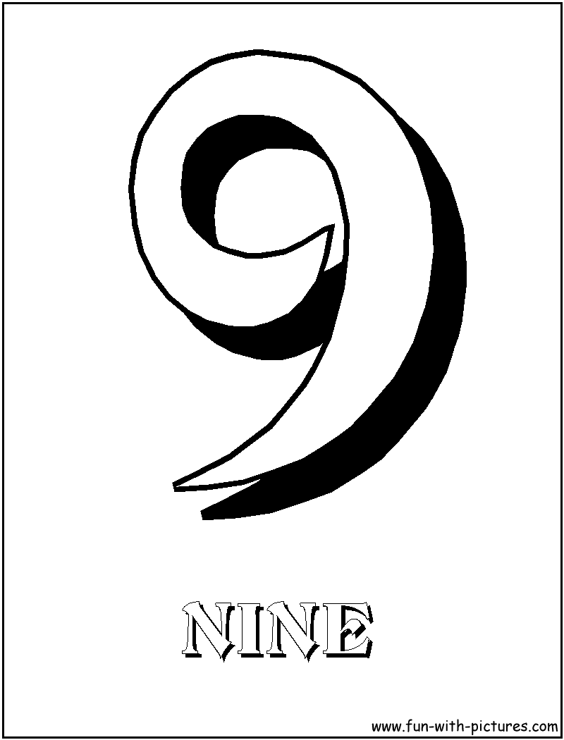 Number Nine Coloring Page 