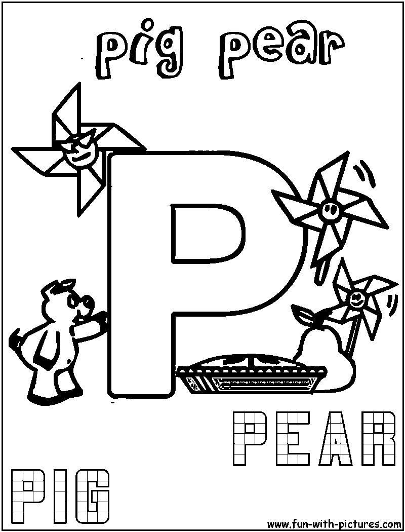 P Pig Pear Coloring Page 
