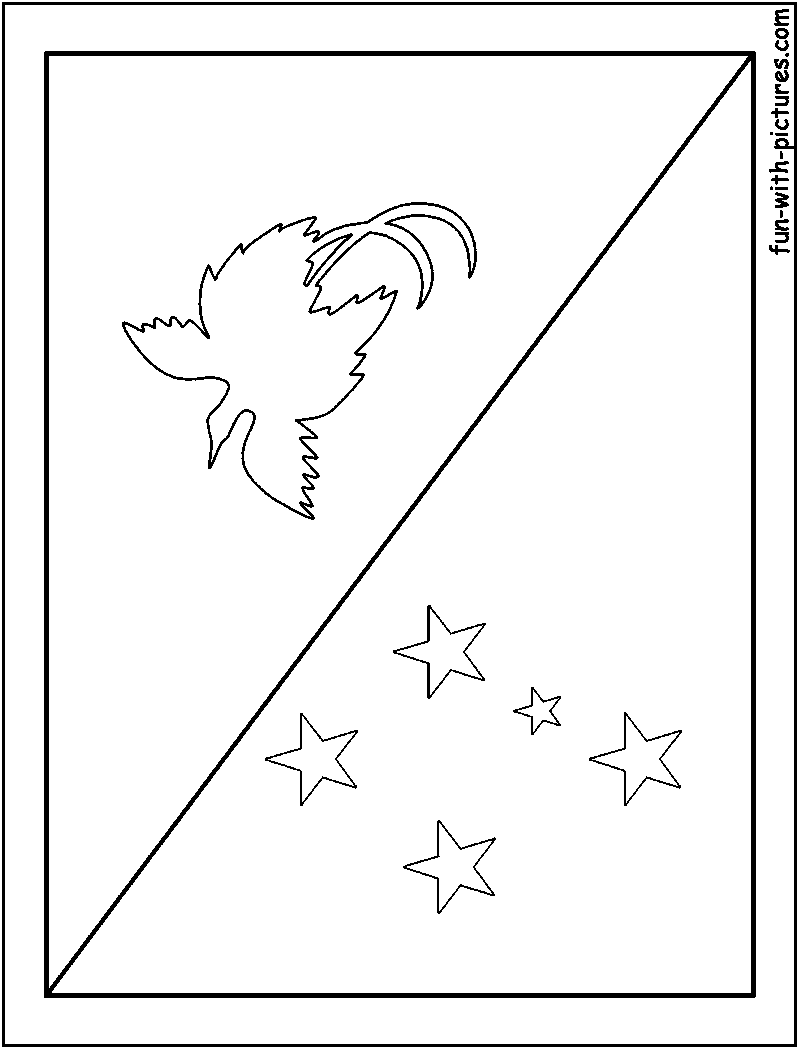 Papua New Guinea Flag  Coloring Page