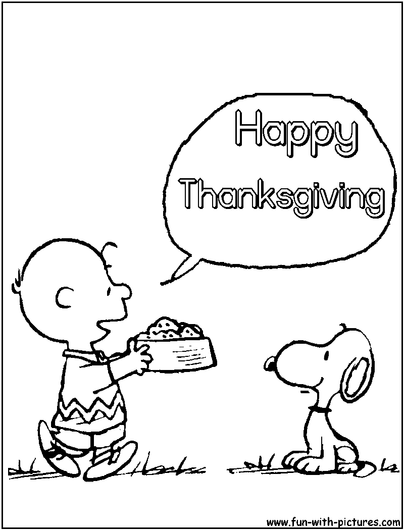 Peanuts Thanksgiving Coloring Page 