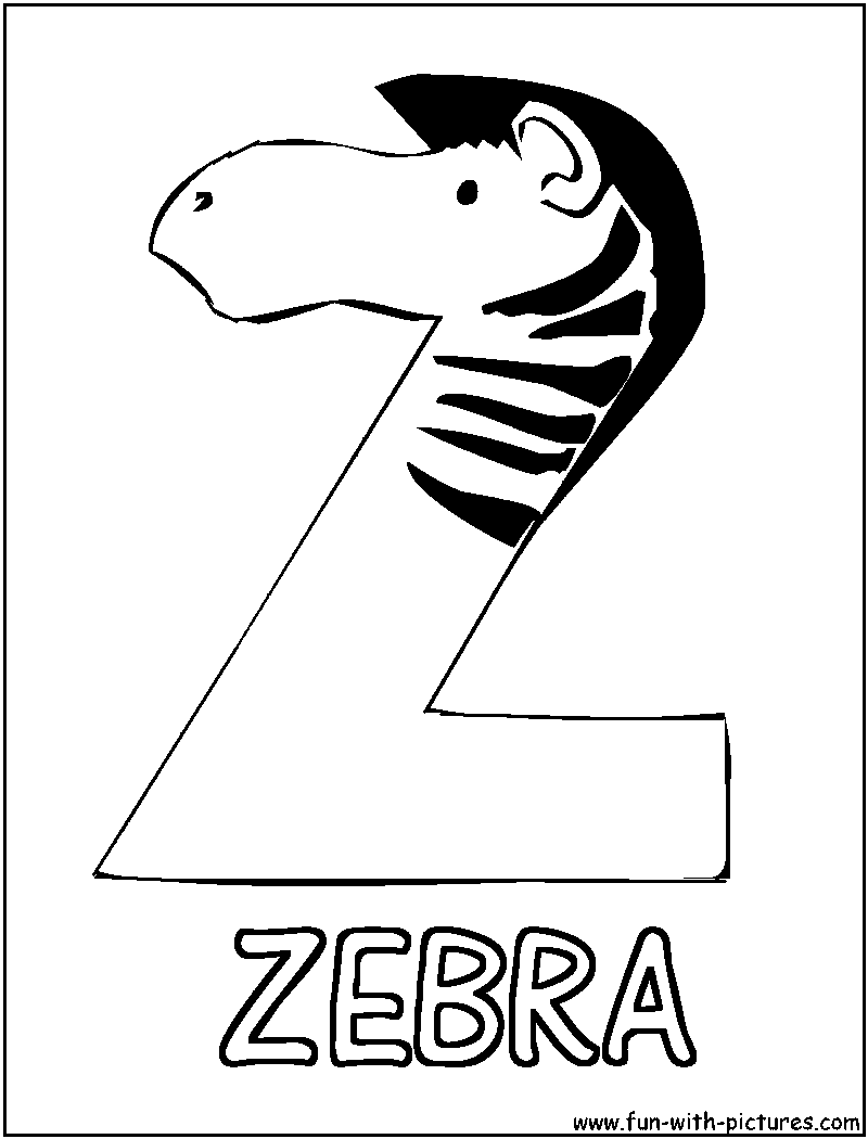 Picture Alphabets Z Coloring Page 