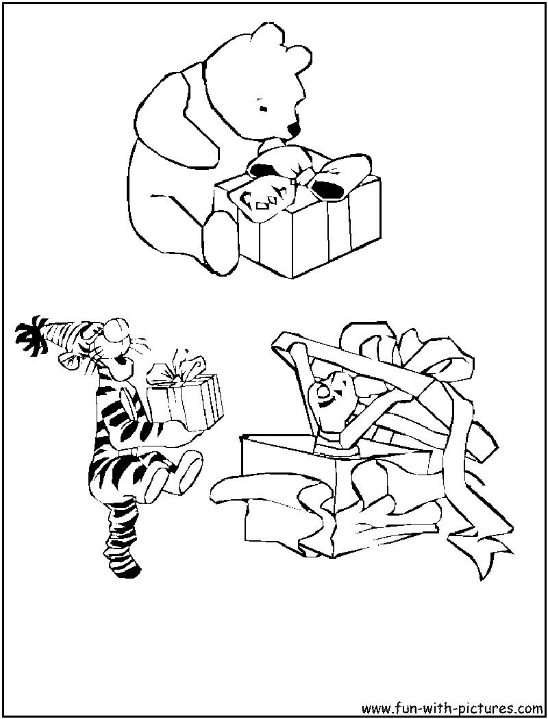 Pooh Gifts Coloring Page 