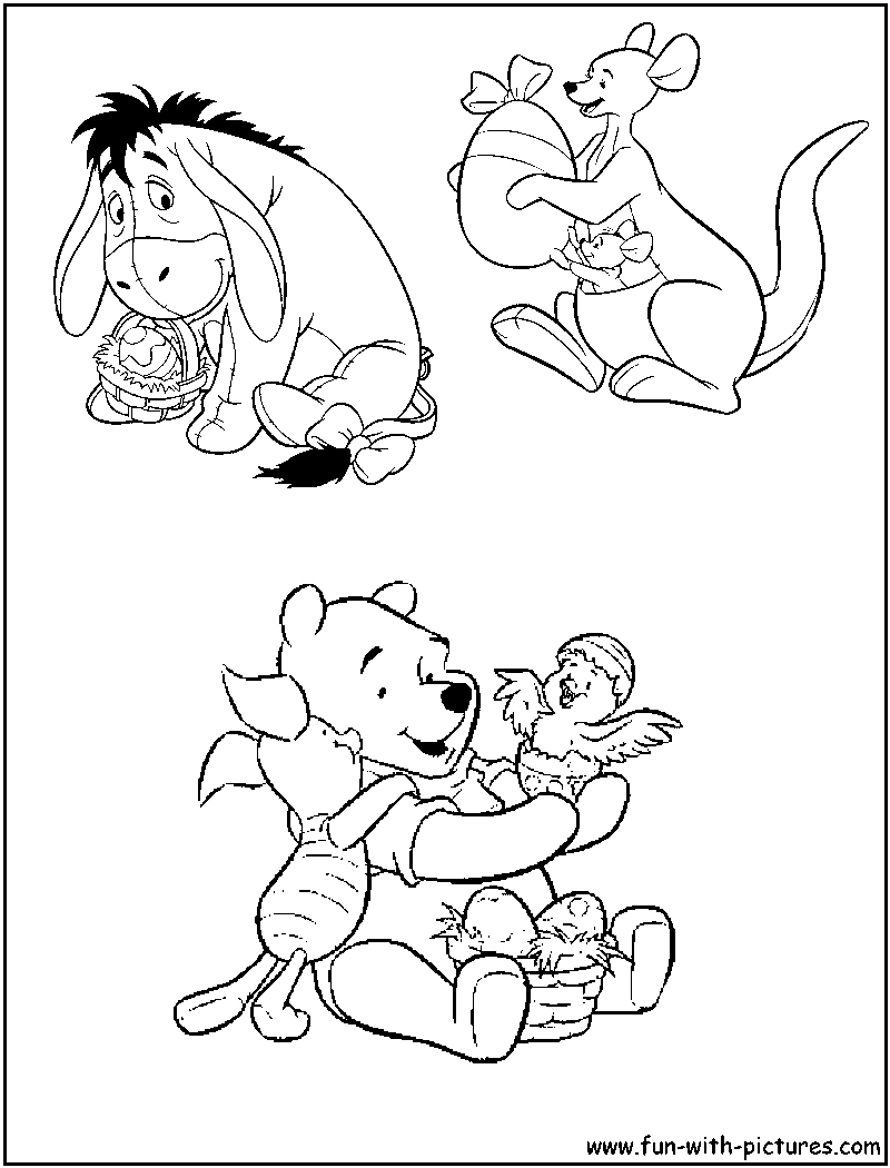 Poohfriends Easter Coloring Page 