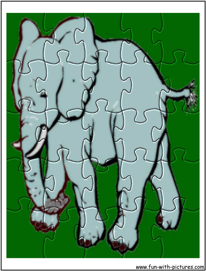 Printable African Elephant Jigsaw