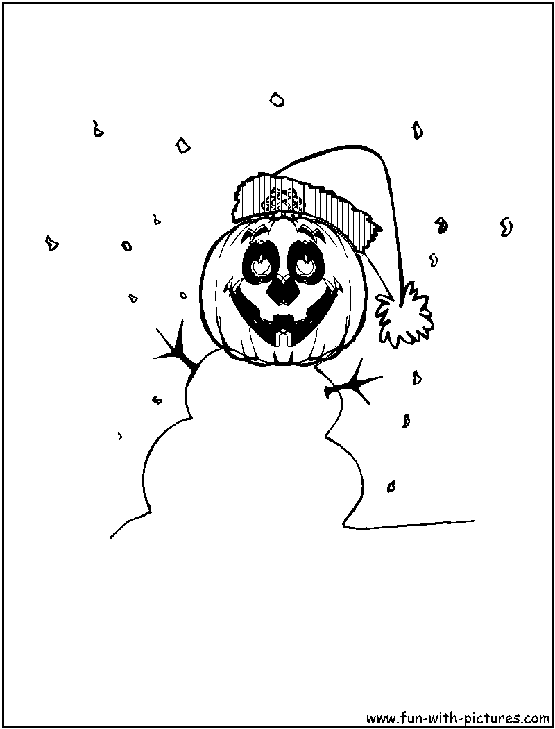 Pumpkin Snowman Coloring Page 
