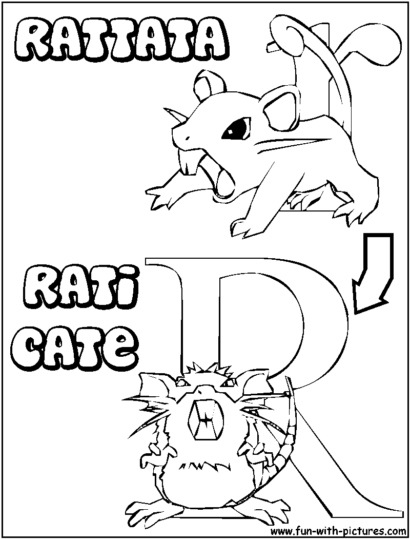 R Rattata Raticate Coloring Page 