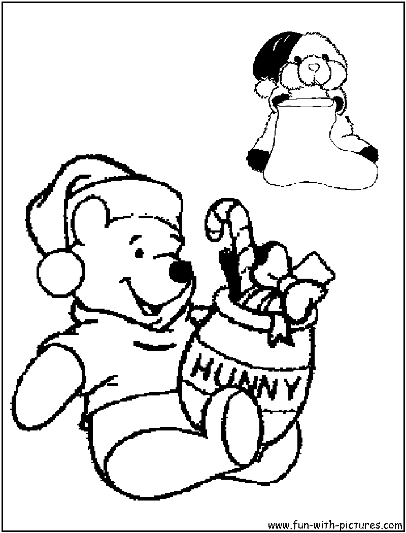 Santa Pooh Coloring Page 