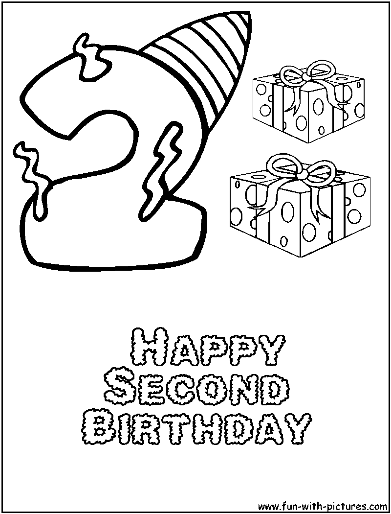 Second Birthday Coloring Page 