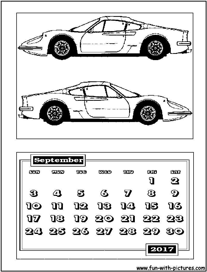 September Calendar Coloring Page 
