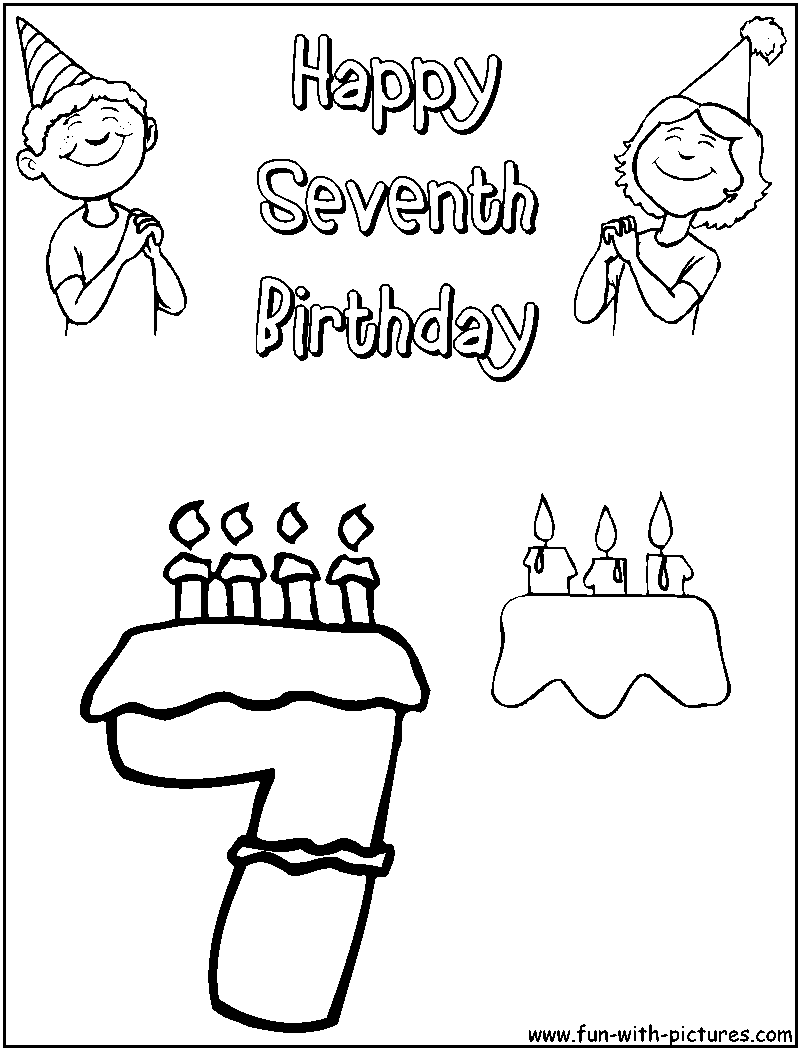 Seventh Birthday Coloring Page 