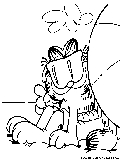 garfield enjoying on the beach