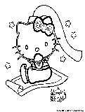 Hellokitty Magiccarpet Coloring Page 