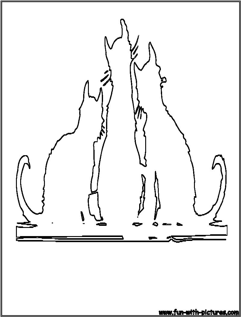 Threecats Outline Coloring Page 