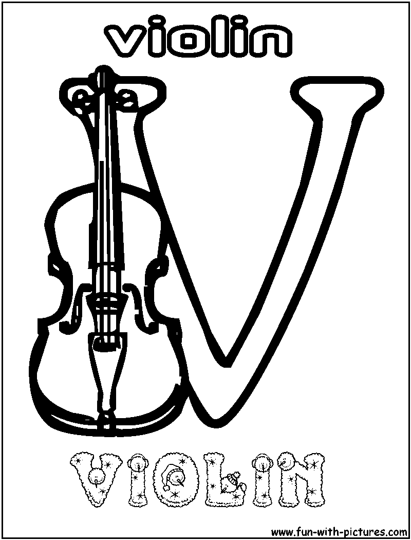 V Violin Coloring Page