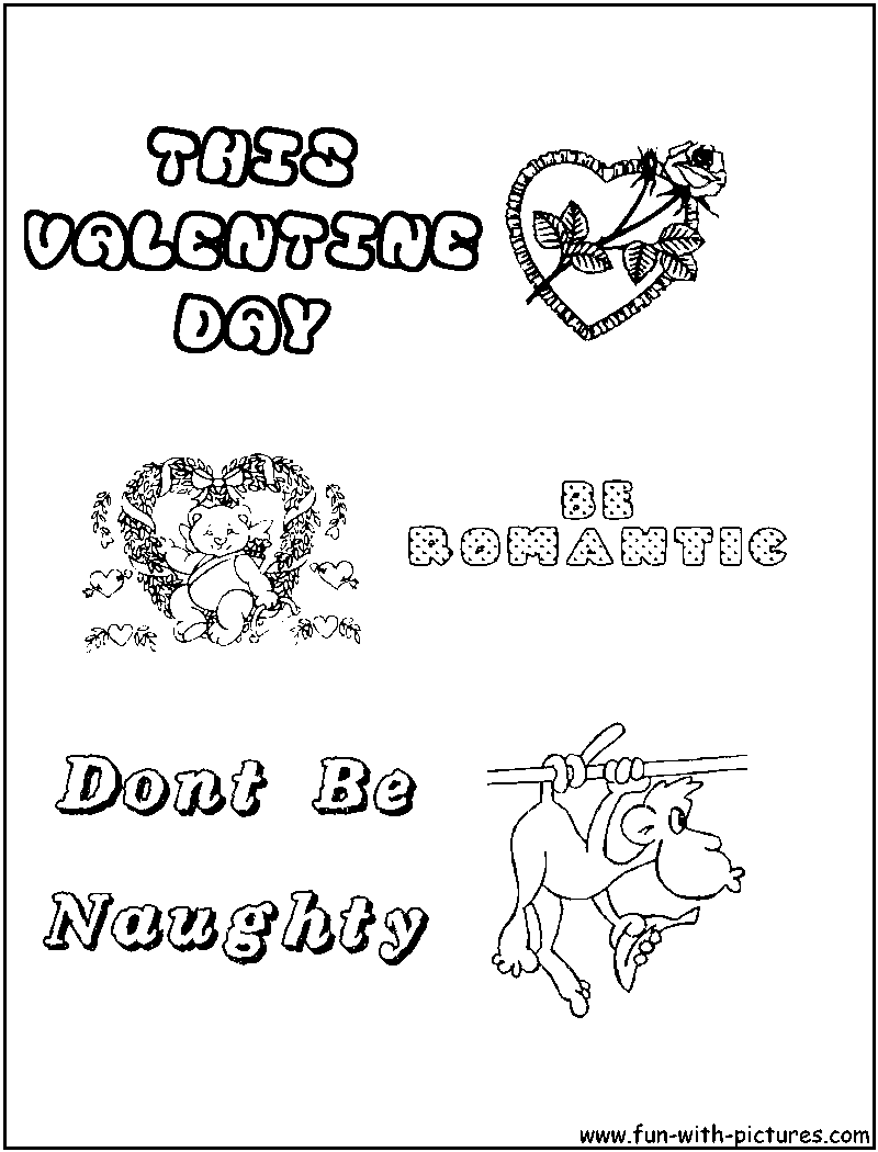 Valentine Card Coloring Page 